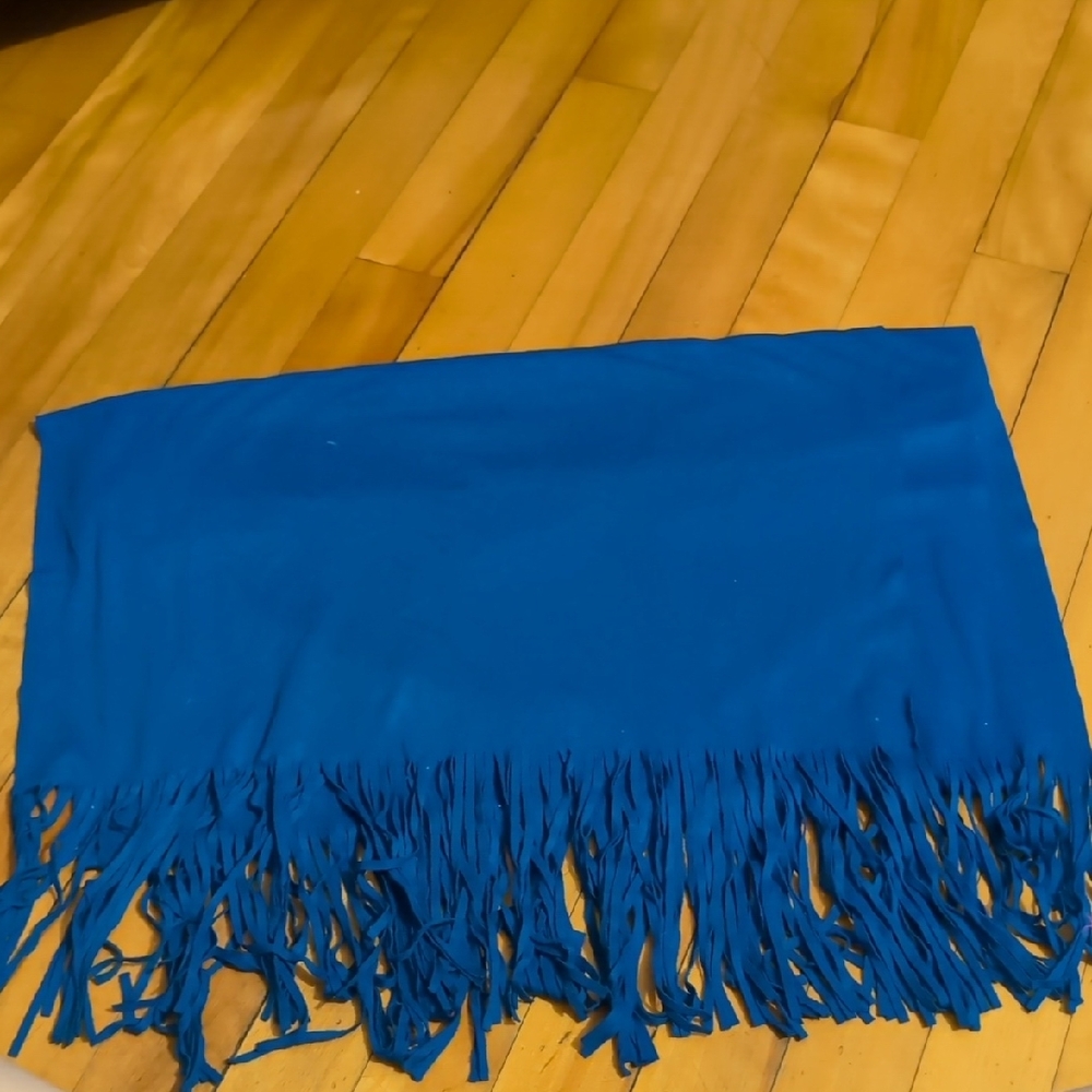 Elegant Blue Fringe Scarf About 6feet long